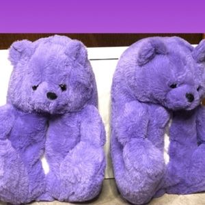 Teddy Bear Slipper , Lavender Colored , one size fits MOST (women 7-11)